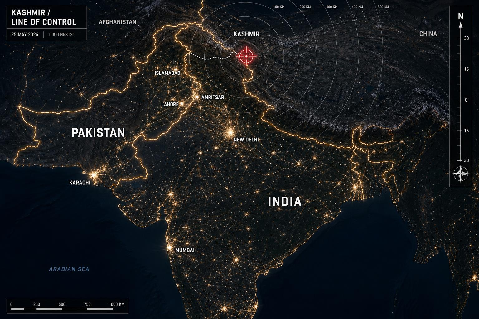 India–Pakistan Theater Map